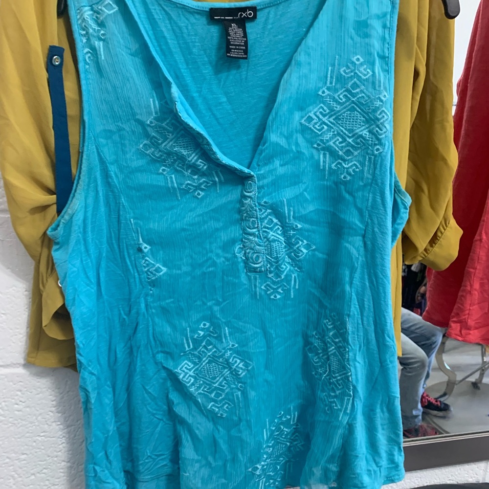 RXB Short Sleeve Blouse in Blue